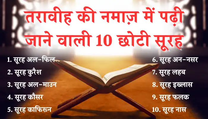 taraweeh ki surah Taraweeh Ki 10 Surah In Hindi